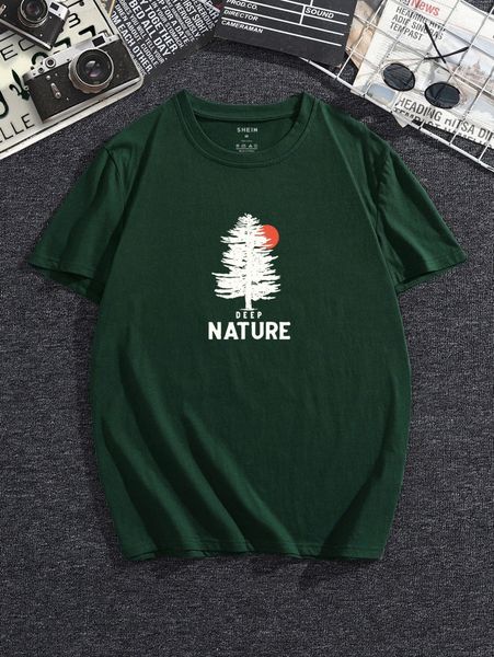 men letter & tree print tee p8ss#, White;black