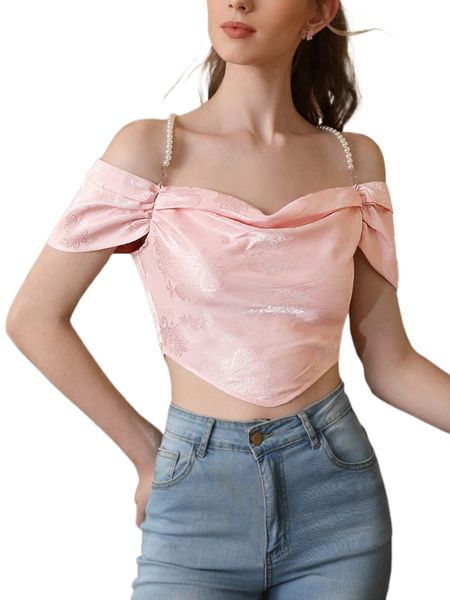 mod chain detail ruched draped bandana blouse m9pa#, White