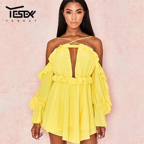 ye2020 summer chiffon ruffles deep v women overalls off the shoulder backless solid rompers women jumpsuit vr1156 t200704, Black;white
ye2020 summer chiffon ruffles deep v women overalls off the shoulder backless solid rompers women jumpsuit vr1156 t200704, Black;white