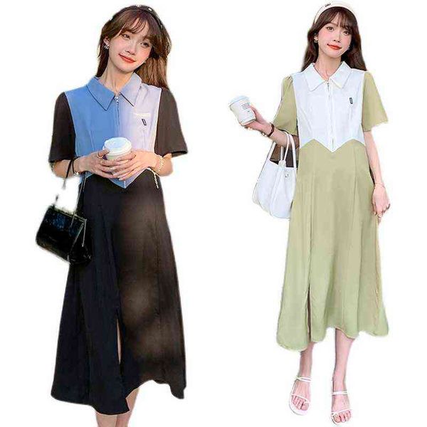 short sleeves split turndown collar maternity dress block color patchwork pregnant women chiffon dress formal pregnancy clothing j220628, White
short sleeves split turndown collar maternity dress block color patchwork pregnant women chiffon dress formal pregnancy clothing j220628, White