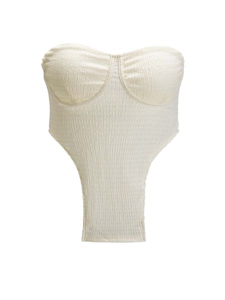 asymmetrical hem bustier tube b7og#, White