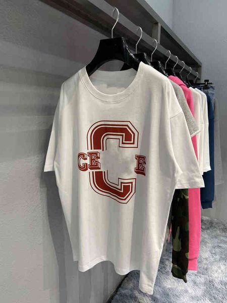 2022c factory direct sale trendy brand men's t-shirts women's tide front large c-word high and round neck short, White
2022c factory direct sale trendy brand men's t-shirts women's tide front large c-word high and round neck short, White