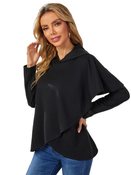 emery rose solid asymmetric hem hoodie n5tn#, Black
emery rose solid asymmetric hem hoodie n5tn#, Black