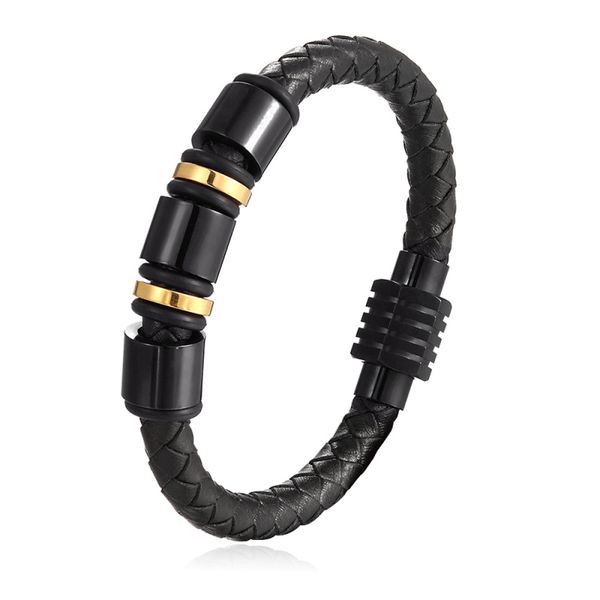 new fashion stainless steel charm bracelet luxury black leather bracelets for men gift, Golden;silver
new fashion stainless steel charm bracelet luxury black leather bracelets for men gift, Golden;silver