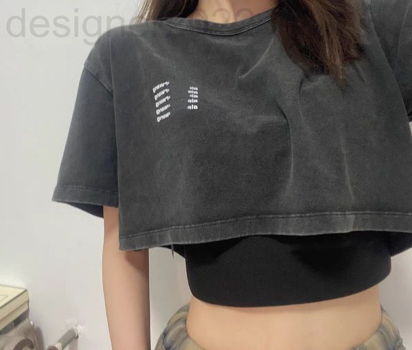 women's t-shirt designer high version classic pickling and old washing awt shirt women's short sleeved ultra navel exposed clothes, White
women's t-shirt designer high version classic pickling and old washing awt shirt women's short sleeved ultra navel exposed clothes, White
