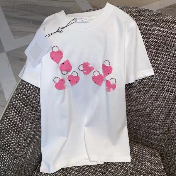 women's t-shirt designer 6040507 22s summer new pink love embroidered sweet short sleeve t-shirt design sense of minority foreign style, White
women's t-shirt designer 6040507 22s summer new pink love embroidered sweet short sleeve t-shirt design sense of minority foreign style, White