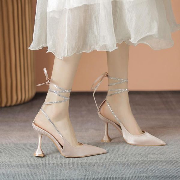 sandals foot ring straps satin high-heeled shoes roman cross-strap leggings stiletto toe pointed women's summer, Black
sandals foot ring straps satin high-heeled shoes roman cross-strap leggings stiletto toe pointed women's summer, Black