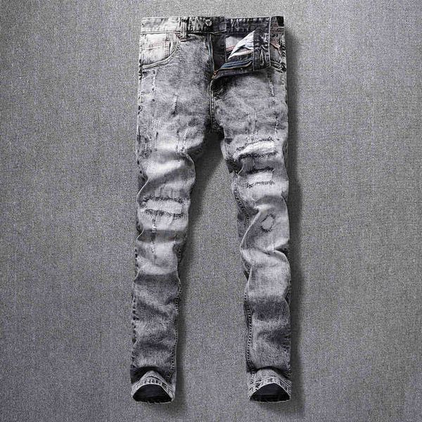 men's jeans make old spring and summer style hole patch straight slim skinny fashion brand korean pants e9jm, Blue
men's jeans make old spring and summer style hole patch straight slim skinny fashion brand korean pants e9jm, Blue