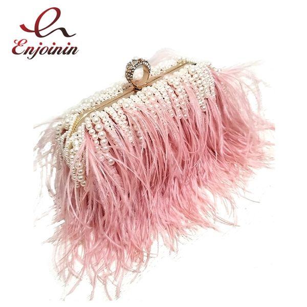 luxury ostrich feather pink party clutch bag pearl tassel women s and handbags wedding bag shoulder chain bag 220520
luxury ostrich feather pink party clutch bag pearl tassel women s and handbags wedding bag shoulder chain bag 220520