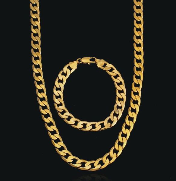 18k gold plated cuban chain bracelet men's and women's universal bracelet with lobster clasp 10mm set, Black 
18k gold plated cuban chain bracelet men's and women's universal bracelet with lobster clasp 10mm set, Black