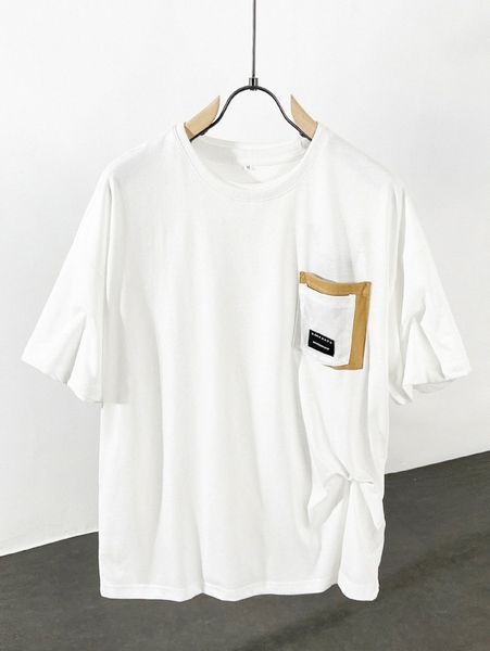 men letter patched contrast panel tee q0vu#, White;black