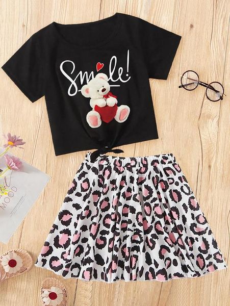 toddler girls letter and bear print knot front tee & skirt she, White
toddler girls letter and bear print knot front tee & skirt she, White