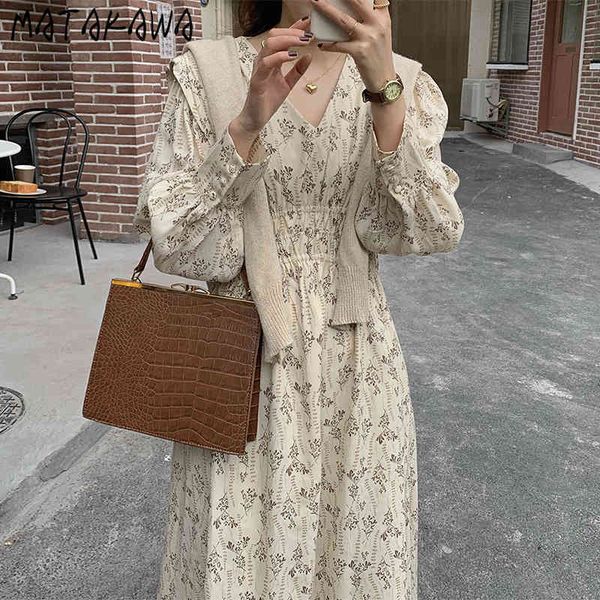 french sweet vneck pleated woman dress highwaisted puff sleeve robe korean chic small floral vestido feminino 210506, Black;gray
french sweet vneck pleated woman dress highwaisted puff sleeve robe korean chic small floral vestido feminino 210506, Black;gray