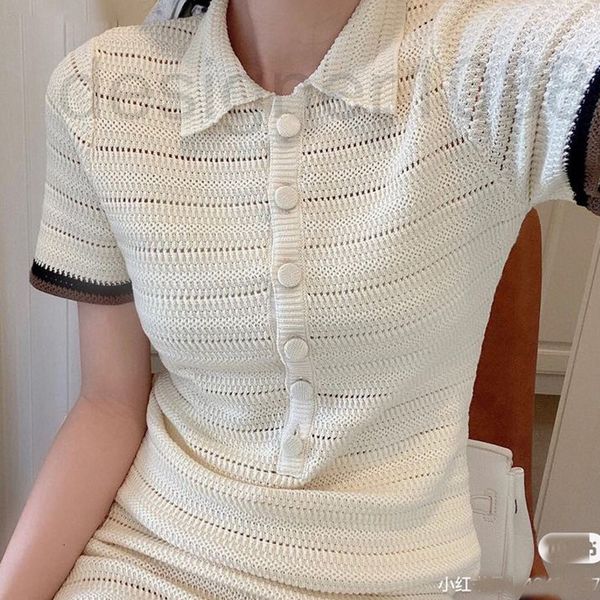 women's knits & tees designer spring summer 2022 women's thin fashion hollow out temperament suit polo versatile short sleeved shi, White
women's knits & tees designer spring summer 2022 women's thin fashion hollow out temperament suit polo versatile short sleeved shi, White