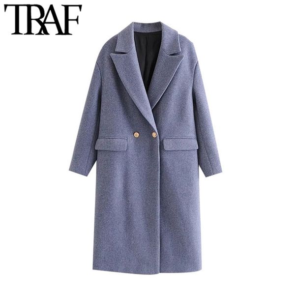 traf women fashion double breasted loose woolen coat vintage long sleeve pockets female outerwear chic overcoat 201215, Black
traf women fashion double breasted loose woolen coat vintage long sleeve pockets female outerwear chic overcoat 201215, Black