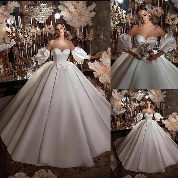 elegant ball gown wedding dresses appliques sequins beads sweetheart neck detachable sleeves bow tie floor length train elegant high waist v, White
elegant ball gown wedding dresses appliques sequins beads sweetheart neck detachable sleeves bow tie floor length train elegant high waist v, White