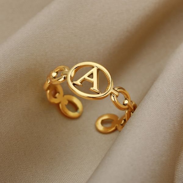 hollow initial letter rings for women stainless steel ring gold cuban link adjustable ring female wedding aesthetic jewelry gift, Silver
hollow initial letter rings for women stainless steel ring gold cuban link adjustable ring female wedding aesthetic jewelry gift, Silver