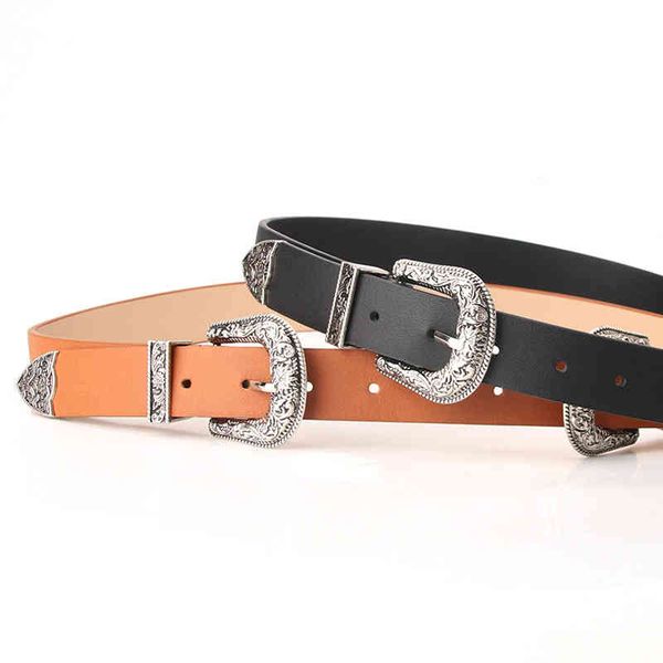 women's double head carved buckle personality fashion versatile clothing decorative belt, Black;brown
women's double head carved buckle personality fashion versatile clothing decorative belt, Black;brown