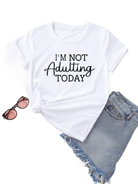 1pc slogan graphic tee f3ra#, White
1pc slogan graphic tee f3ra#, White