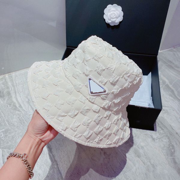 men's women's designer bucket hat couple solid color seersucker metal triangle wide brim hats, Blue;gray
men's women's designer bucket hat couple solid color seersucker metal triangle wide brim hats, Blue;gray