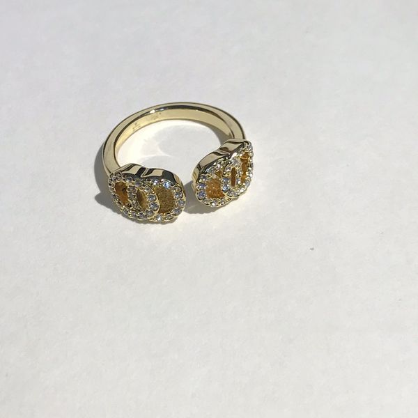 original brand designer vintage gold double head zircon logo open ring temperament ladies men fashion jewelry party gift, Silver
original brand designer vintage gold double head zircon logo open ring temperament ladies men fashion jewelry party gift, Silver