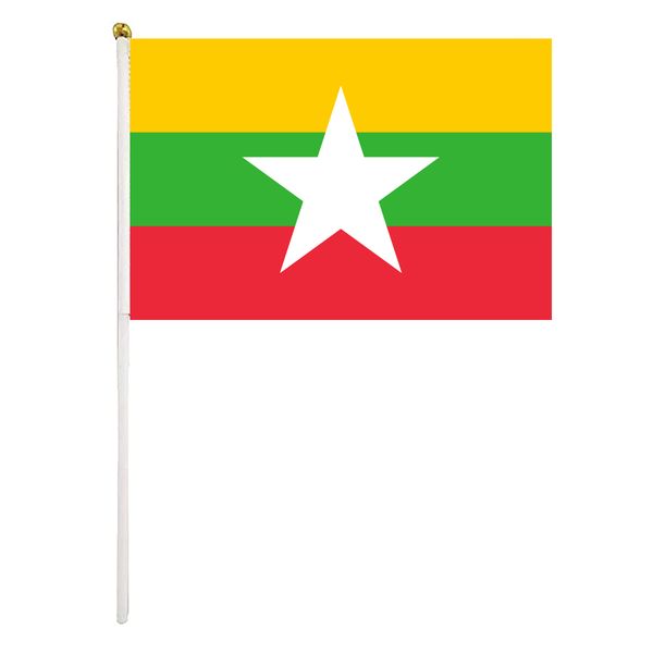 myanmar hand waving flag 14x21cm premium polyester mini world country flag banner with plastic flagpole
myanmar hand waving flag 14x21cm premium polyester mini world country flag banner with plastic flagpole