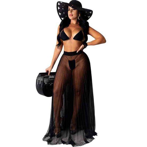 solid summer color three piece swimsuit perspective mesh split women, White;black
solid summer color three piece swimsuit perspective mesh split women, White;black