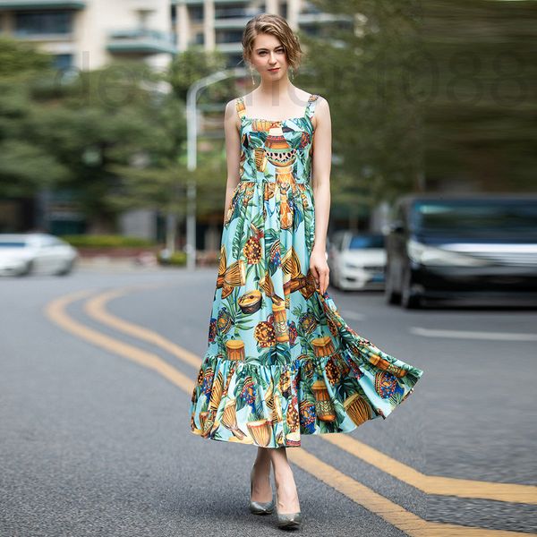 casual dresses designer spring and summer net red printed temperament slim holiday style fishtail suspender dress women's wear m1td, Black;gray
casual dresses designer spring and summer net red printed temperament slim holiday style fishtail suspender dress women's wear m1td, Black;gray