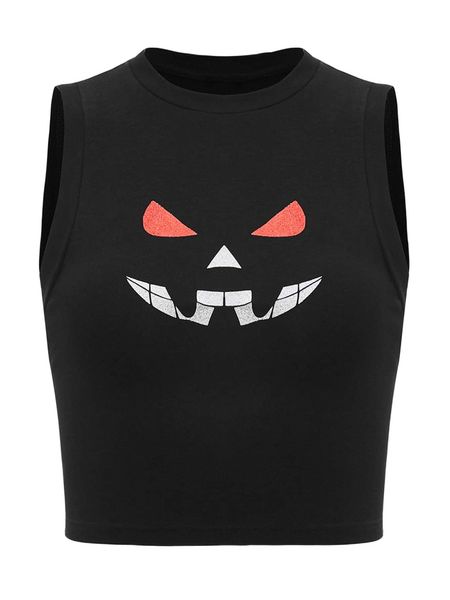 x cosmic collection cartoon face print tank z3re#, White