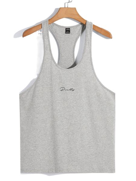 men letter graphic racer back gym tank i92a#, White;black