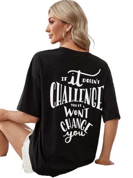 x indysign slogan graphic drop shoulder tee y81r#, White