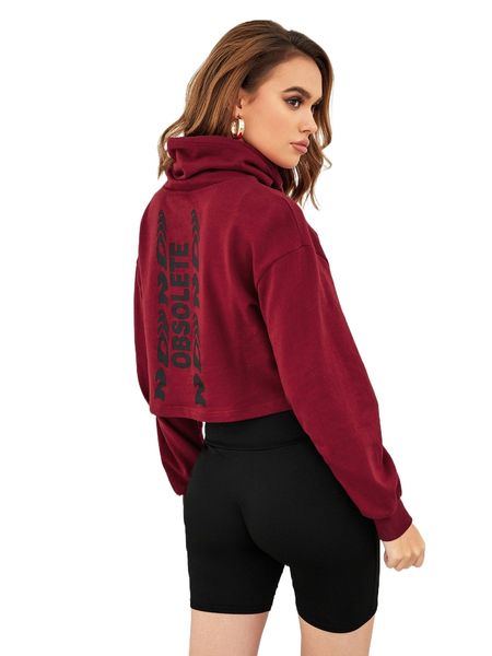 x karen santalices high neck drop shoulder letter pattern drawstring crop pullover 60eq#, Black
x karen santalices high neck drop shoulder letter pattern drawstring crop pullover 60eq#, Black