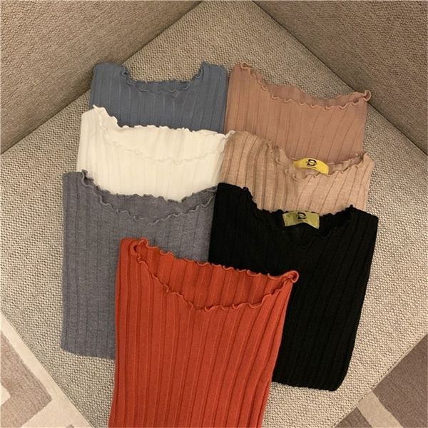lucyever knitted women sweater fashion ruffled long sleeve pullover jumer autumn slim korean female black basic 201223, White;black
lucyever knitted women sweater fashion ruffled long sleeve pullover jumer autumn slim korean female black basic 201223, White;black