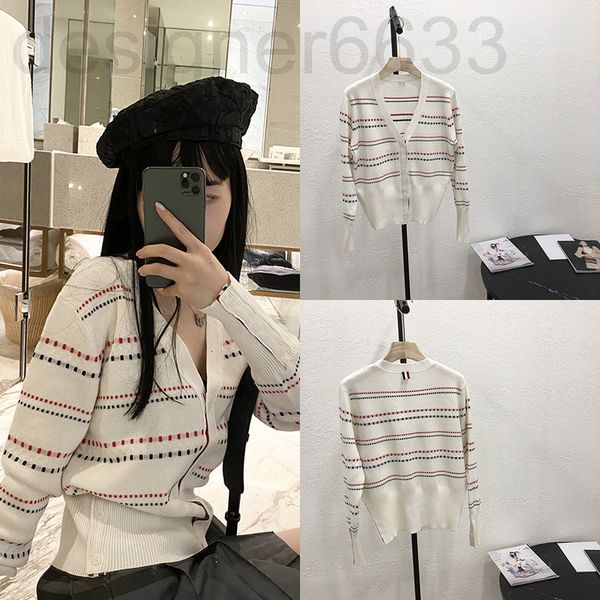 women's knits & tees designer tb early spring college style dotted line stripe v-neck knitted cardigan sweater women's short coat, White
women's knits & tees designer tb early spring college style dotted line stripe v-neck knitted cardigan sweater women's short coat, White