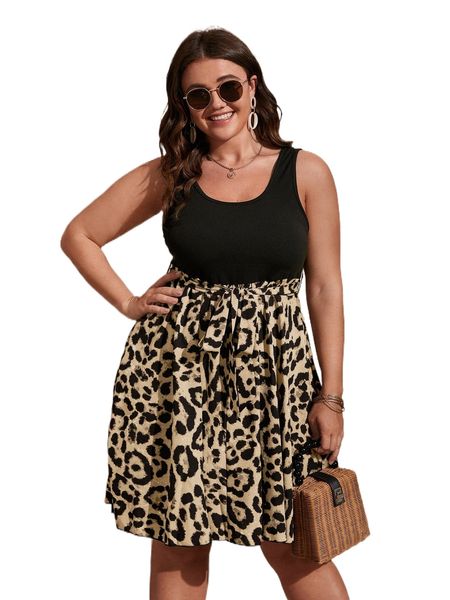 plus leopard scoop neck belted dress f8ic#, Black
plus leopard scoop neck belted dress f8ic#, Black