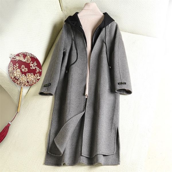 cashmere coat female in the new spring 2020 han edition hooded long fashion fake two pieces of thick cloth coat lj200928, Black
cashmere coat female in the new spring 2020 han edition hooded long fashion fake two pieces of thick cloth coat lj200928, Black