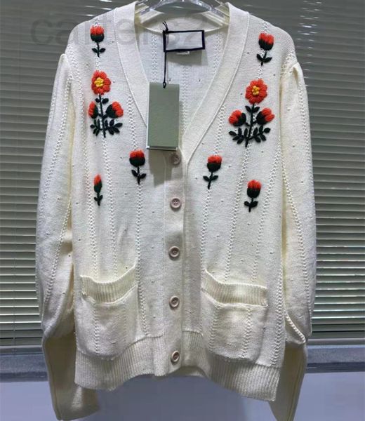 women's knits & tees designer straight 2021 early autumn new flower embroidery knitted perforated v-neck long sleeved cardigan women fi, White
women's knits & tees designer straight 2021 early autumn new flower embroidery knitted perforated v-neck long sleeved cardigan women fi, White