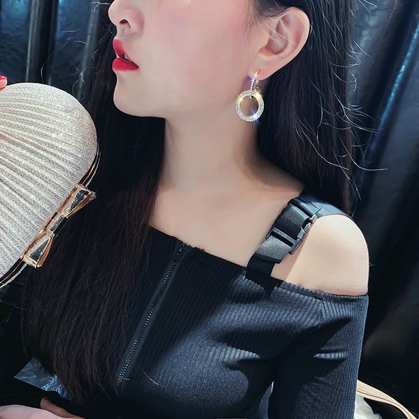 925 silver needle korean style new fashion diamond earrings womens diamond-embedded geometric circle ear studs european and american simple, Golden
925 silver needle korean style new fashion diamond earrings womens diamond-embedded geometric circle ear studs european and american simple, Golden