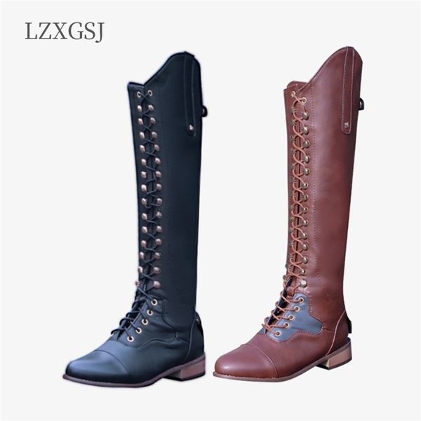 riding women boots western leather knee high boots autumn black brown lace-up fashion women shoes low heel long boots 220813
riding women boots western leather knee high boots autumn black brown lace-up fashion women shoes low heel long boots 220813
