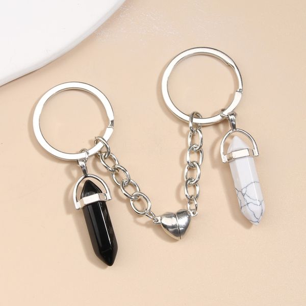 2pcs/set lover keychain natural crystal quartz stone key ring heart magnetic button key chains for couple friend gifts diy handmade jewelry, Silver
2pcs/set lover keychain natural crystal quartz stone key ring heart magnetic button key chains for couple friend gifts diy handmade jewelry, Silver