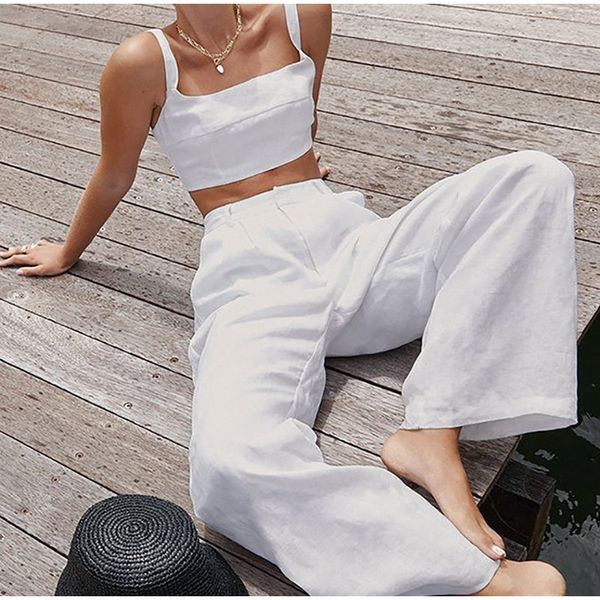 women's tracksuits summer cropped vest pants two piece set women o-neck crop wide leg suit female causal streetwear lady outfits, Gray
women's tracksuits summer cropped vest pants two piece set women o-neck crop wide leg suit female causal streetwear lady outfits, Gray