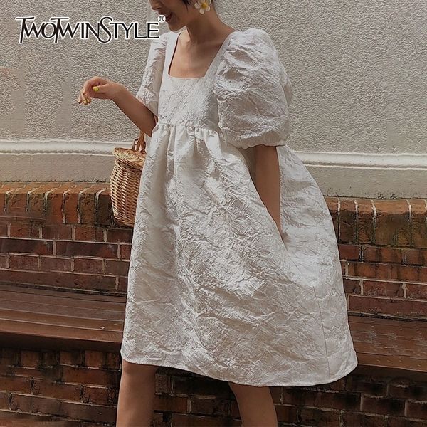 twotwinstyle summer and autumn fashion women clothes hubblebubble sleeve sqaure collar lantern sleeves pullover dress y200805, Black;pink
twotwinstyle summer and autumn fashion women clothes hubblebubble sleeve sqaure collar lantern sleeves pullover dress y200805, Black;pink