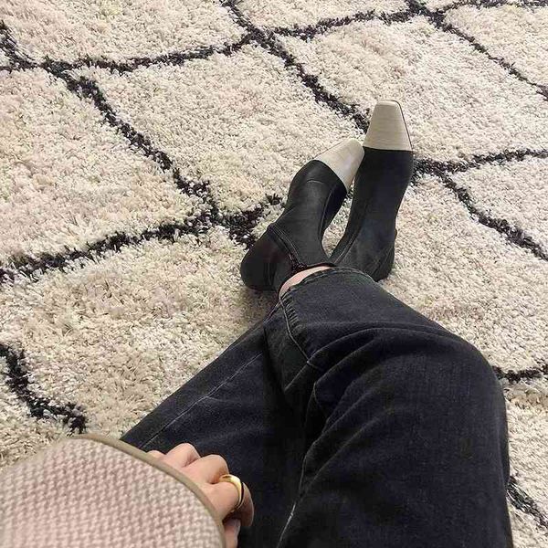 boots cat heel short boots female spring low elastic thin fairy style square head side zipper knight, Black
boots cat heel short boots female spring low elastic thin fairy style square head side zipper knight, Black