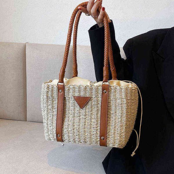 retro straw woven tote bag women designer large handbag drawstring basket s shopper shoulder ladies summer handle 220627
retro straw woven tote bag women designer large handbag drawstring basket s shopper shoulder ladies summer handle 220627