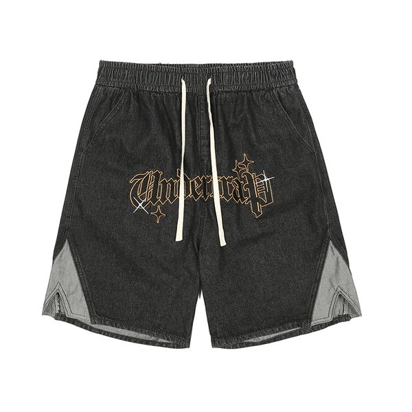 letter embroidery patchwork jeans for men drawstring casual summer shorts loose hip hop pants, Black
letter embroidery patchwork jeans for men drawstring casual summer shorts loose hip hop pants, Black