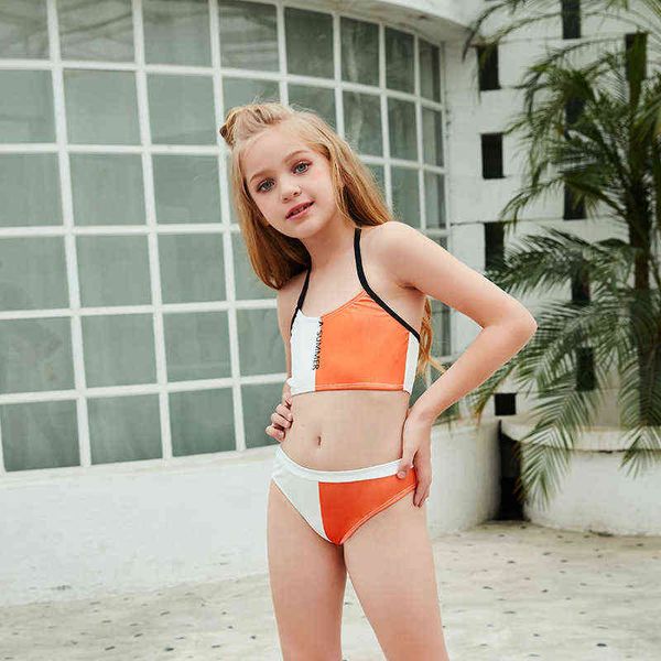 multi children's girls' panel swimsuit outdoor sports, White;black