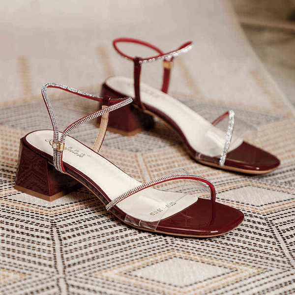 summer 2022 new sandals temperament korean style high heels one line with crystal and thick heels casual women's shoes, Black
summer 2022 new sandals temperament korean style high heels one line with crystal and thick heels casual women's shoes, Black
