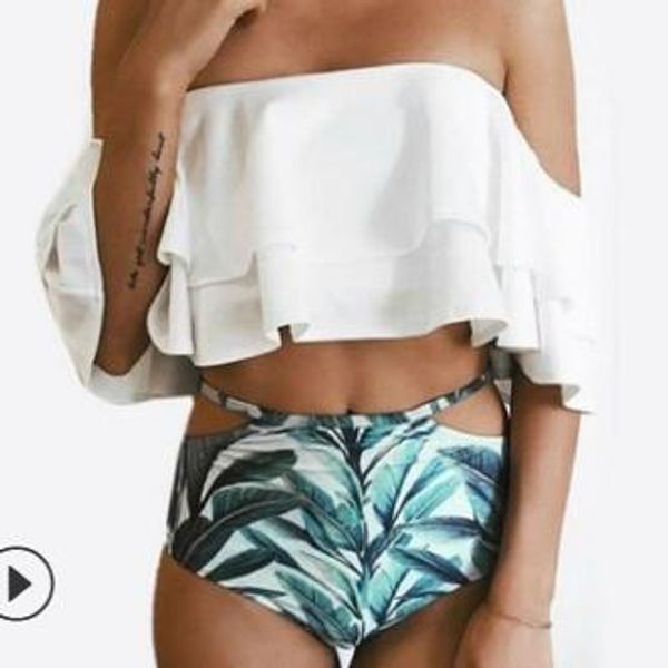 bikinis high waist swimsuit women swimwear ruffle vintage bandeau striped bottom bikini set bathing suits aa, White;black
bikinis high waist swimsuit women swimwear ruffle vintage bandeau striped bottom bikini set bathing suits aa, White;black