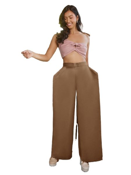x cynthia v johnsen one shoulder tie back & high waist wide leg pants f7bf#, White
x cynthia v johnsen one shoulder tie back & high waist wide leg pants f7bf#, White