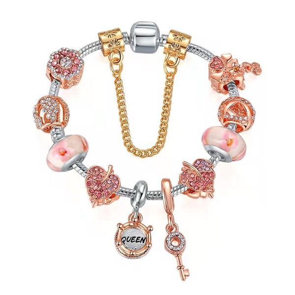 16-21cm rose gold charms bracelets pink flower charm beads queen pendant fit valentine's jewelry diy bead accessories for sil312f, Golden;silver
16-21cm rose gold charms bracelets pink flower charm beads queen pendant fit valentine's jewelry diy bead accessories for sil312f, Golden;silver